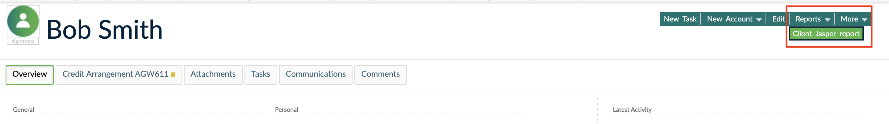 Where to find reports on client detail page